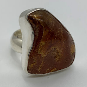 Sterling Silver Amber Adjustable Ring R4164 NEW